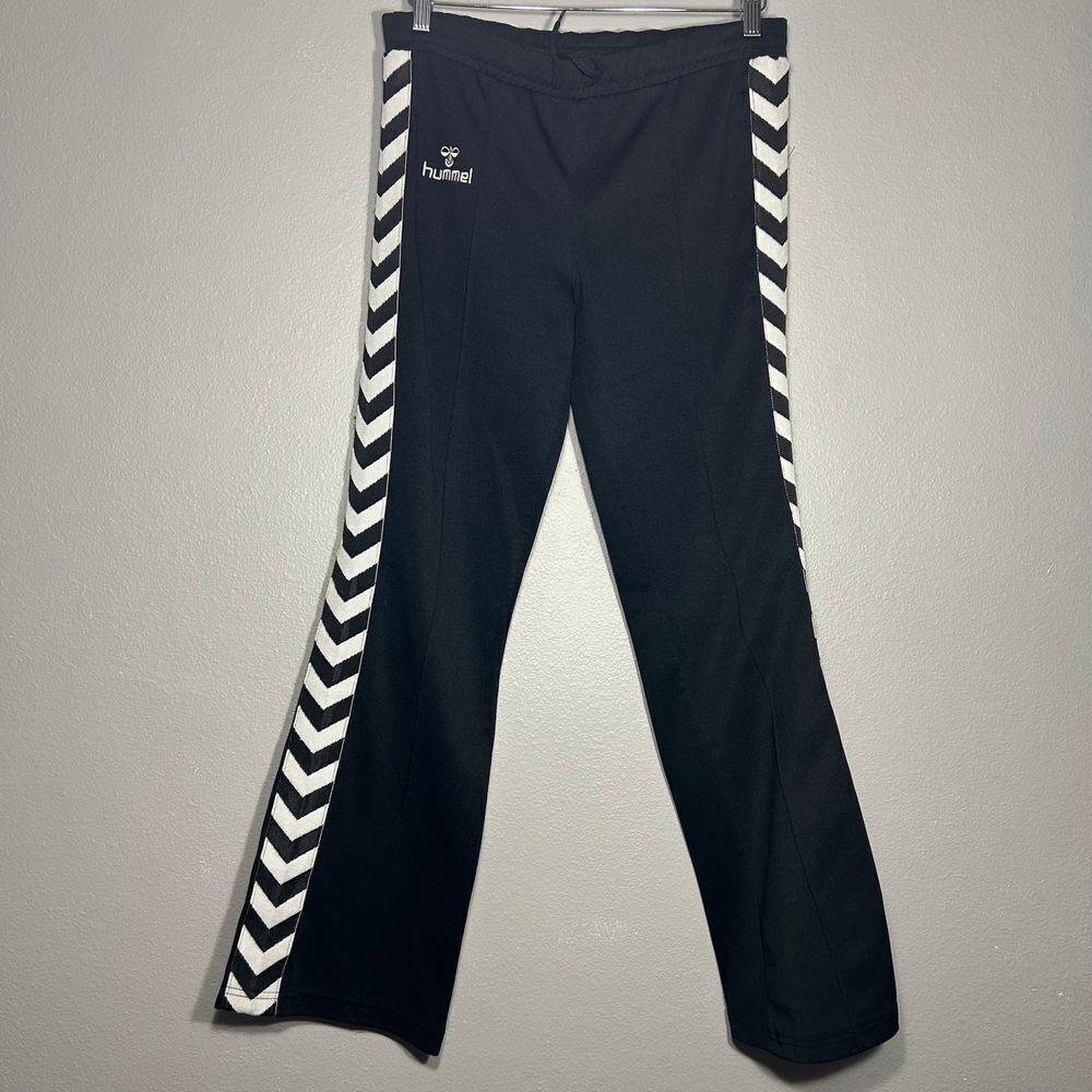 Hummel Track Pants Athletic Training Warm Up Black White Stripe Women's Size S